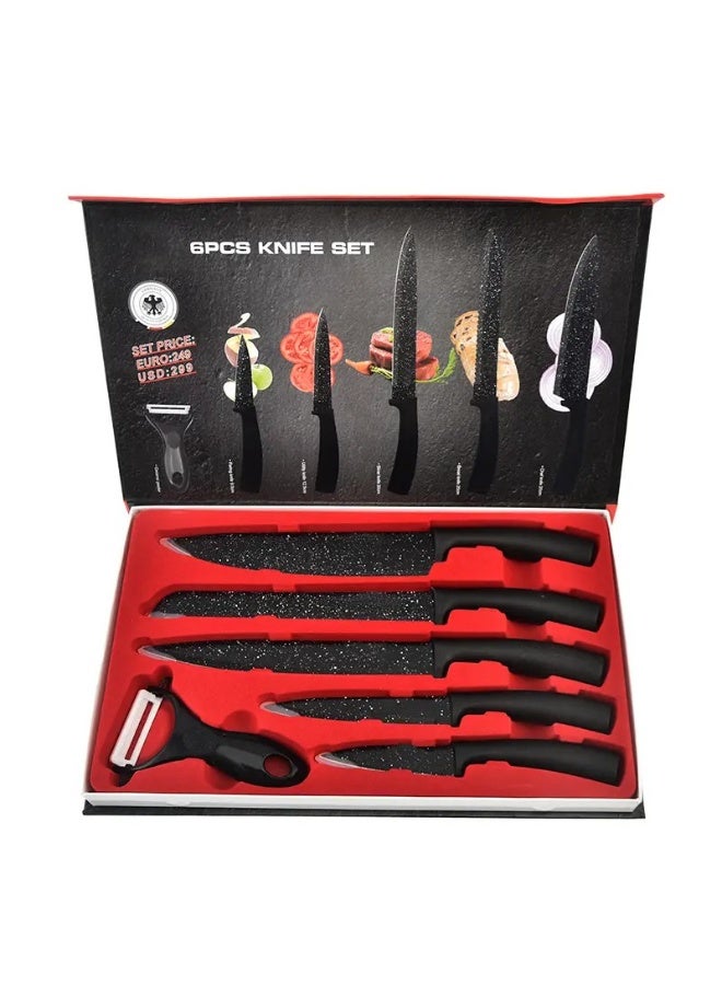 6-Piece Kitchen Knife Set – Stainless Steel Blades with Black Handles, Chef Knife, Paring Knife & Peeler, Multipurpose Cutlery - Image 4